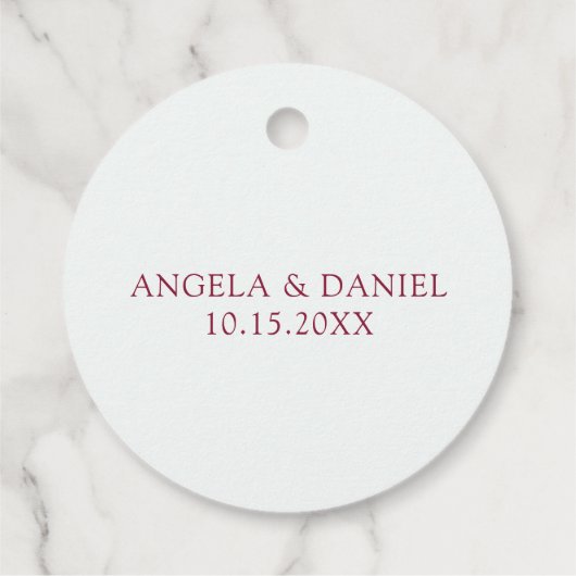 Elegante Rot-Weiß-Tanz Hochzeit Geschenkanhänger (Rückseite)