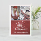 Elegante Rot-Weiß-Weihnachtsfotokarte Feiertagskarte (Stehend Vorderseite)