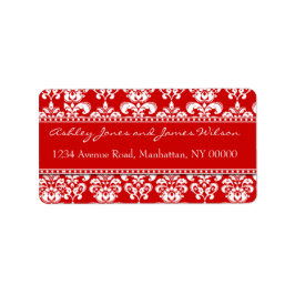 Elegante rot-weiße Damaskus-Adressenmarken Adressaufkleber