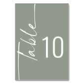 Elegante Rotated Calligraphy Sage Green Wedding Tischnummer (Vorderseite)