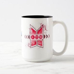 Elegante rote abstrakte Design-Tasse   Moderne Äst Zweifarbige Tasse
