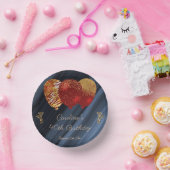 Elegante Rote Balloons Gold & Glitzer Geburtstag Pappteller (Party)