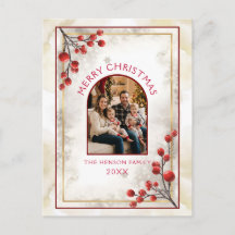 Elegante rote Beeren Familienfoto Weihnachten