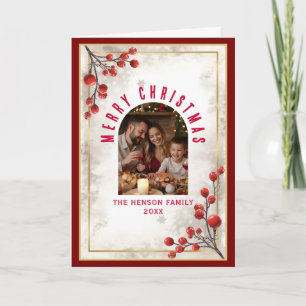 Elegante rote Beeren Familienfoto Weihnachten Feri