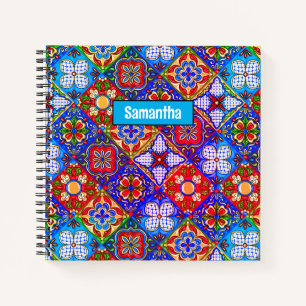 Elegante rote blaue Talavera-Fliese mexikanische K Notizblock