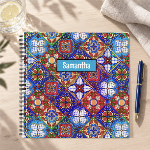 Elegante rote blaue Talavera-Fliese mexikanische K Notizblock