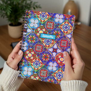 Elegante rote blaue violette mexikanische Talavera Notizblock