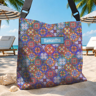 Elegante rote blaue violette mexikanische Talavera Tragetaschen Mit Langen Trägern