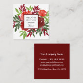 Elegante Rote Blume Florist Quadratische Visitenkarte (Vorne/Hinten)