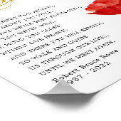 Elegante Rote Blume Gedenkstätte Beerdigung Gedich Poster (Ecke)