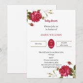 Elegante rote Blume, individuelle Babydusche Einladung (Vorne/Hinten)