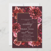 Elegante Rote Blume laden zum Hochzeitsfeiern ein Einladung (Vorderseite)