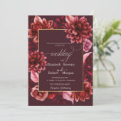 Elegante Rote Blume laden zum Hochzeitsfeiern ein Einladung (Stehend Vorderseite)