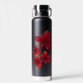 Elegante Rote Blume - Moderne Blumen Trinkflasche (Rückseite)