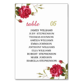 Elegante Rote Blume Personalisiert Hochzeit Tischnummer