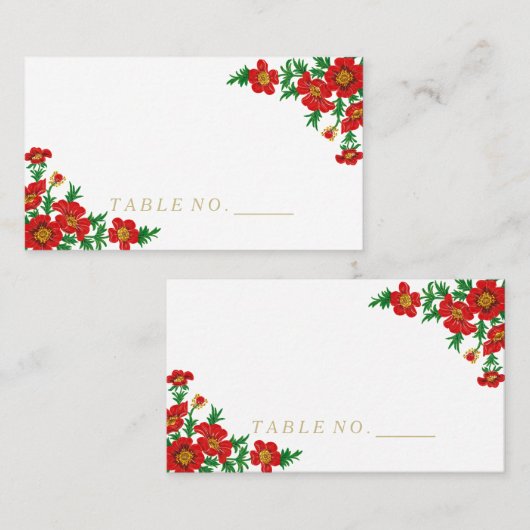 Elegante Rote Blume Platzkarten (Vorne/Hinten)