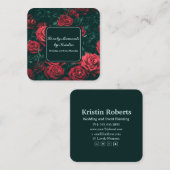 Elegante rote Blume Quadratische Visitenkarte (Vorne/Hinten)