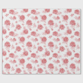 Elegante rote Blumen Hochzeit Geschenkpapier (Flach)