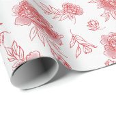 Elegante rote Blumen Hochzeit Geschenkpapier (Rolleneckpunkt)