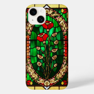 Elegante rote Blumen im Bleiglasstil Case-Mate iPhone 14 Hülle