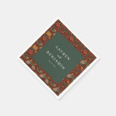 Elegante rote Blumen und Vögel Serviette (Ecke)