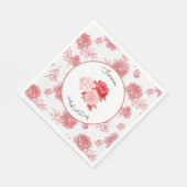 Elegante rote Blumenhochzeit Serviette (Ecke)