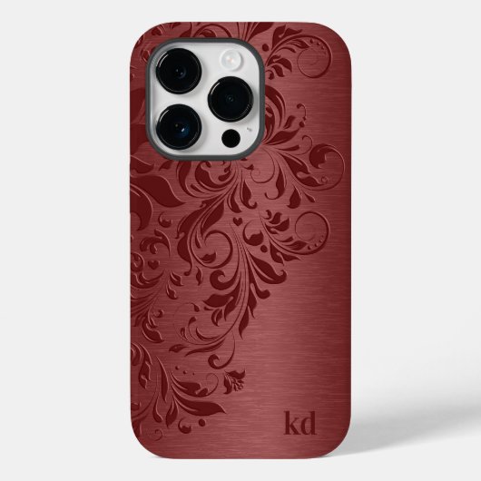 Elegante rote Blumenspitze auf Rot Case-Mate iPhone Hülle (Rückseite)