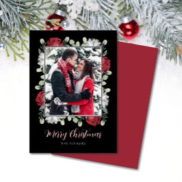 Elegante Rote Blüte am Schwarzen Foto Weihnachten