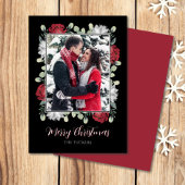 Elegante Rote Blüte am Schwarzen Foto Weihnachten