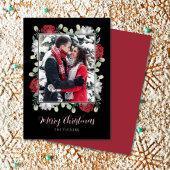 Elegante Rote Blüte am Schwarzen Foto Weihnachten