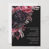 Elegante Rote Blütenhochzeit Einladung (Vorderseite)