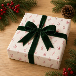 Elegante rote botanische Weihnachtsgeschenkverpack Geschenkpapier