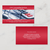 Elegante rote Buchhaltungs-Visitenkarte Visitenkarte (Vorne/Hinten)