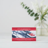 Elegante rote Buchhaltungs-Visitenkarte Visitenkarte (Stehend Vorderseite)