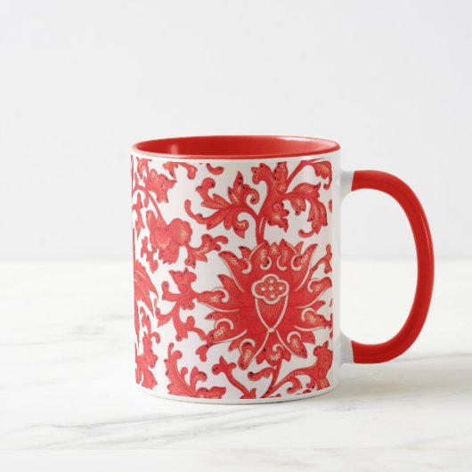 Elegante rote chinesische BlumenTasse Tasse (Rechts)