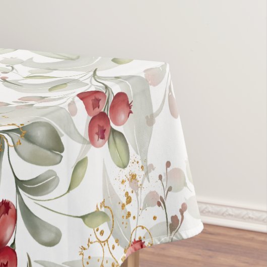 Elegante Rote Cranberry Botanische Branchen Weihna Tischdecke (Beispiel)