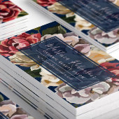 Elegante Rote Creme Blume auf Navy Blue Visitenkarte