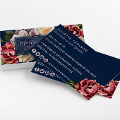 Elegante Rote Creme Blume auf Navy Blue Visitenkarte