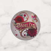 Elegante rote Dahlien-Blumenkunst Konfetti (Klein Vorderseite)