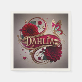 Elegante rote Dahlien-Blumenkunst Serviette