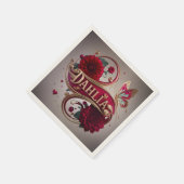Elegante rote Dahlien-Blumenkunst Serviette (Ecke)