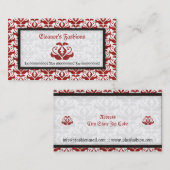 Elegante rote Damaskus-Modekarten Visitenkarte (Vorne/Hinten)