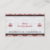 Elegante rote Damaskus-Modekarten Visitenkarte (Rückseite)