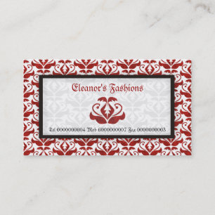 Elegante rote Damaskus-Modekarten Visitenkarte