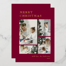 Elegante rote Festtags-Fotocollage Weihnachtskarte