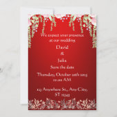 Elegante Rote Flora Einladung (Vorderseite)