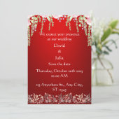 Elegante Rote Flora Einladung (Stehend Vorderseite)