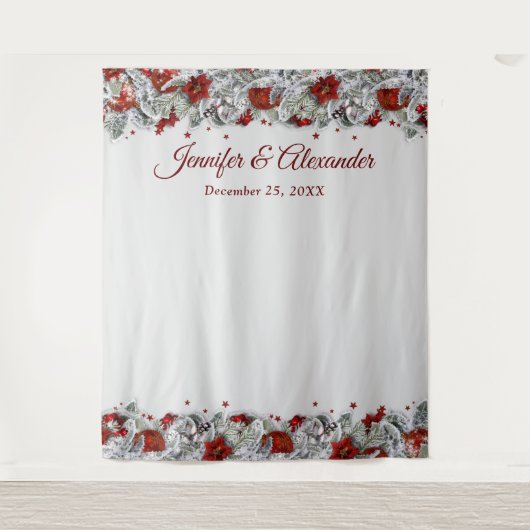 Elegante Rote Flora Hochzeitskabine - Hintergrund Wandteppich (Vorderseite)
