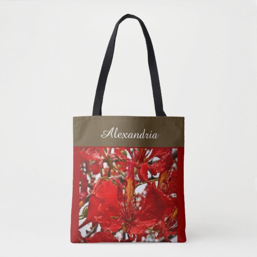 Elegante Rote Flora Moderne Persönliche Gestaltung Tasche (Vorderseite)
