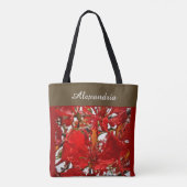 Elegante Rote Flora Moderne Persönliche Gestaltung Tasche (Rückseite)